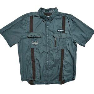 Harley Davidson Motorcycles Vintage Short Sleeve Button Up Shirt, Men's XL